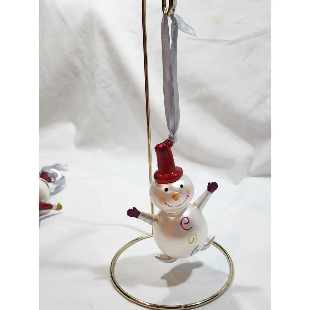 Target~Be Merry~Set of 2~Glass Christmas Ornaments~1 Snowman & 1 Santa~Excellent
